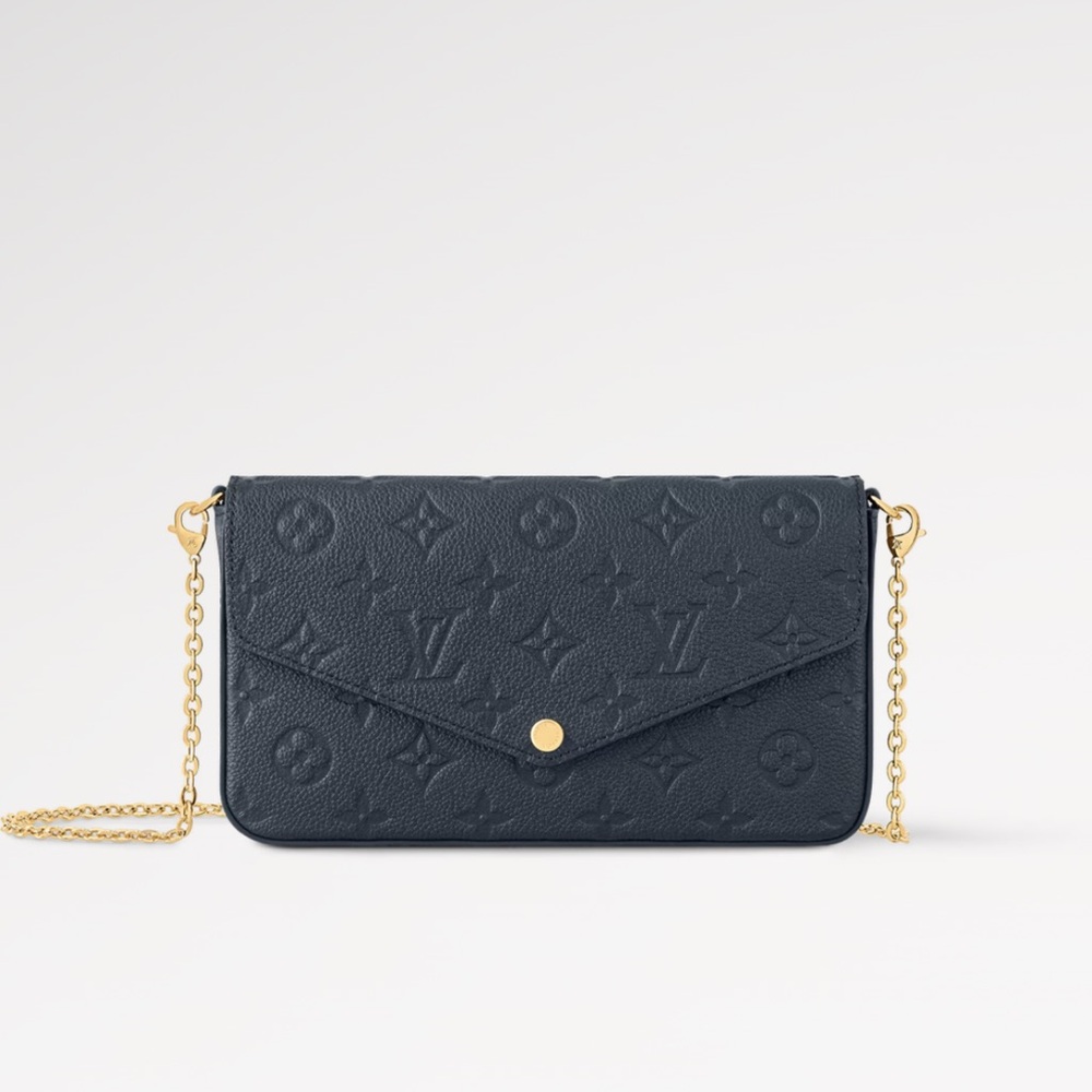 Louis Vuitton Navy and Gold Clutch with Chain Strap - Picture 3 of 4